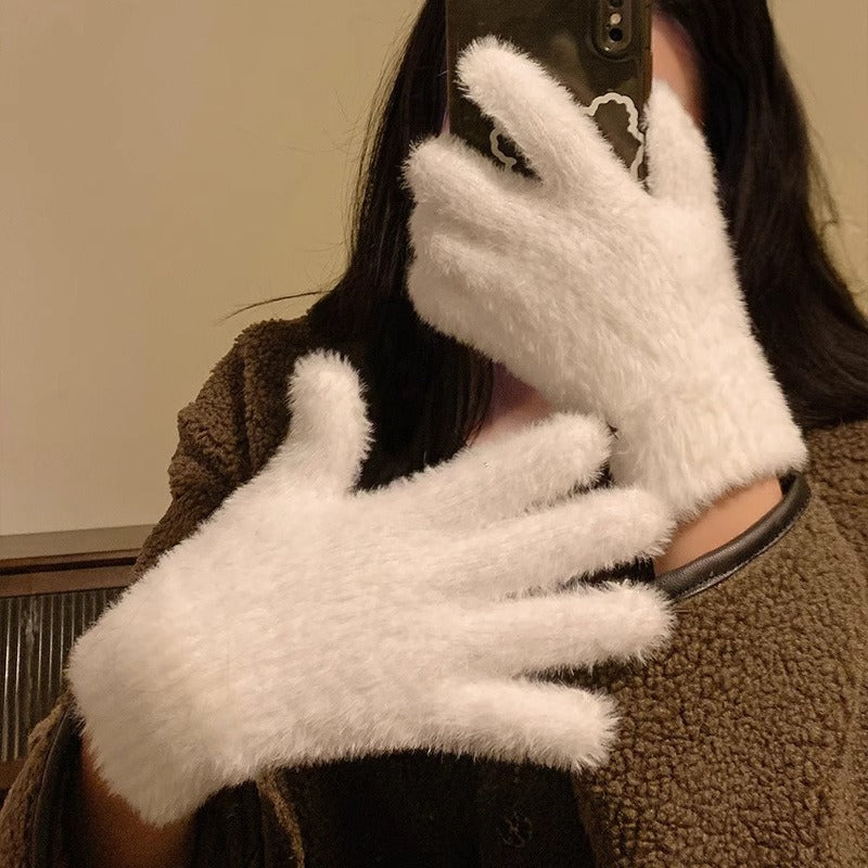 [Unpriced] Winter Simulated Rabbit Fur Gloves | Faith Accessory
