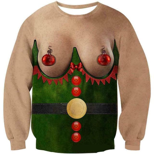 Funny 3D Printed Christmas Sweater for Men Long Sleeve