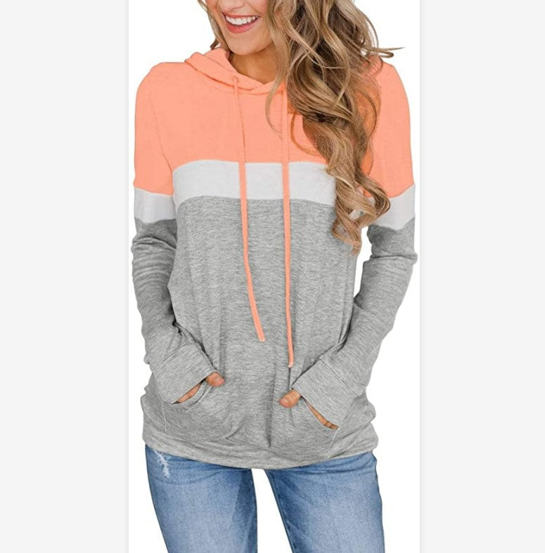 Women's Printed Hooded Pocket Sweater Top