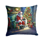 Keeshond and Santa Claus Throw Pillow
