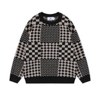 Men's Checkerboard Knit Pullover Sweater | Streetwear