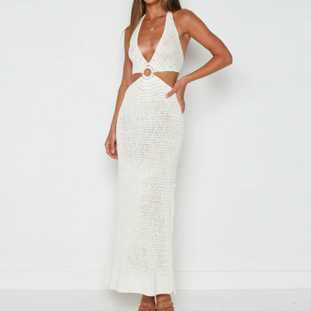 Beach Cover-Up for Bikini with V-Neck and Tie Back