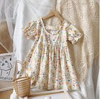 Girls Summer Short Sleeve Floral Print Dress