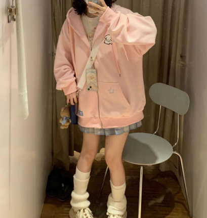 Embroidered Loose Versatile Hooded Cardigan for Women