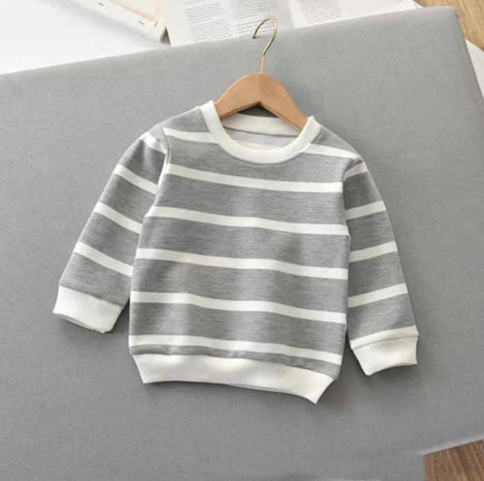 Striped Long-Sleeved Pullover T-Shirt for Kids