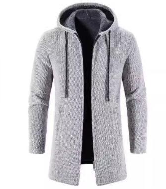 Medium Long Plush Thickened Coat for Men
