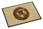 Boxer Christmas Flowers Doormat