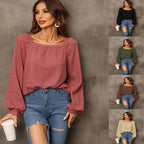 Women's Square Neck Loose Pullover Shirt | Streetwear