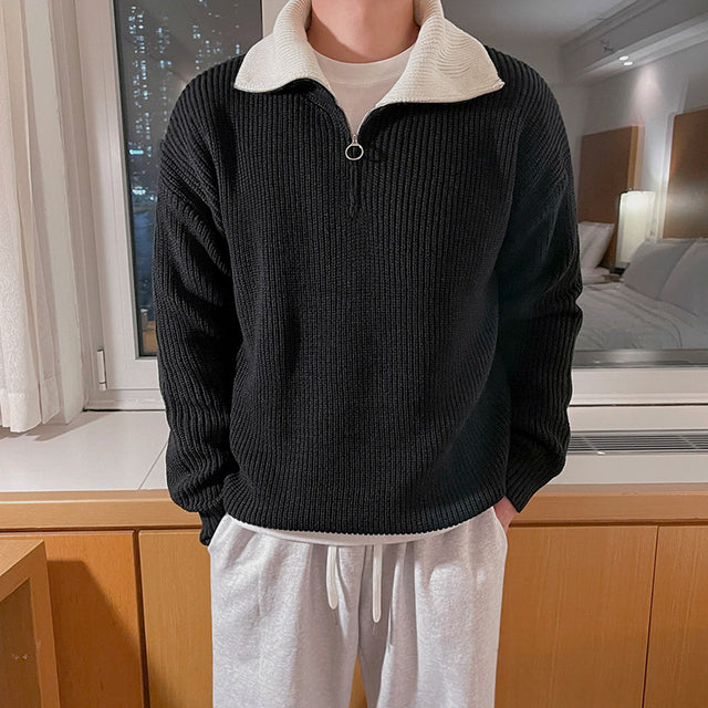 MRCYC Half High Neck Zipper Knit Sweater