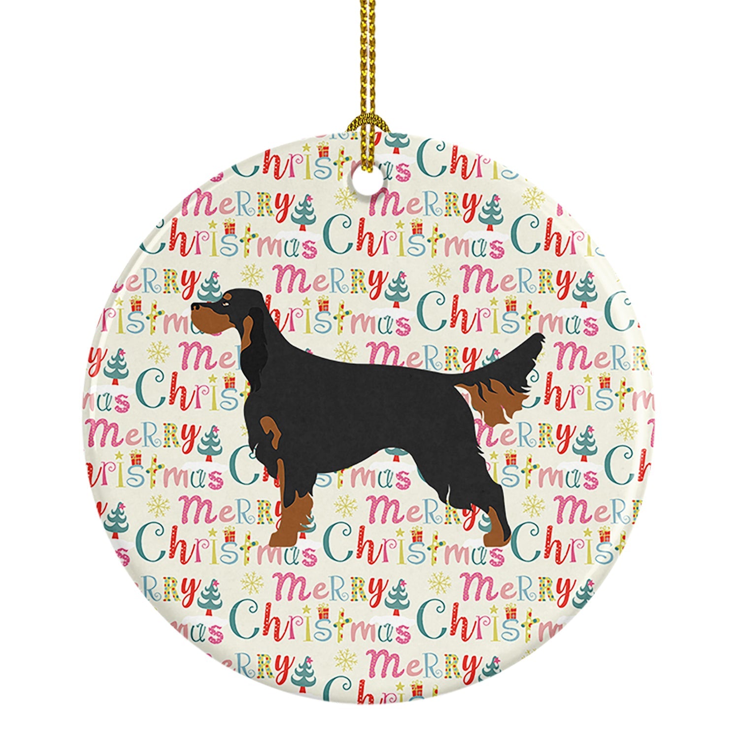 Gordon Setter Merry Christmas Ceramic Ornament