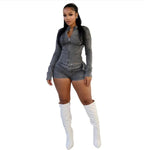 Denim 2-Piece Set: Zip-Up Jacket & Shorts