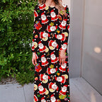 Women's Long-Sleeved Christmas Printed Dress