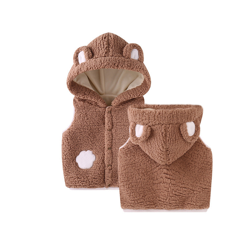 Thickened Vest and Hooded Jacket for Baby Girls