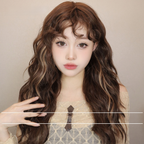 Retro Highlighted Brown Wool Short Wig for Women