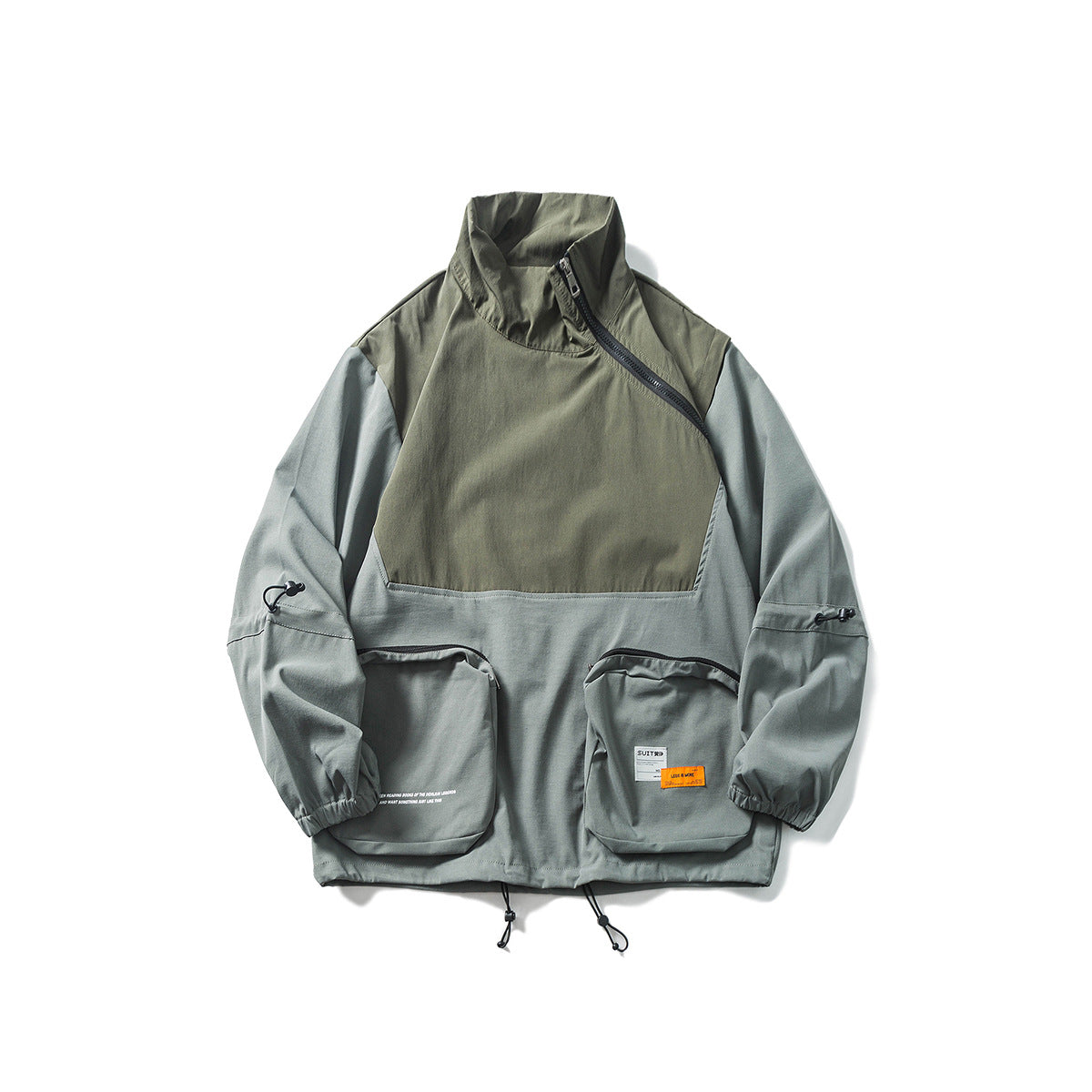 Trendy Round Pocket Jacket with Diagonal Zipper