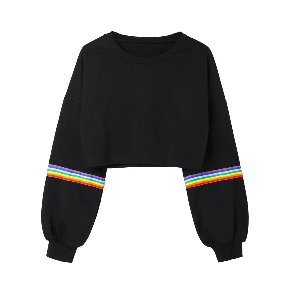 Women's Long Sleeve Color Block Short Neck Sweatshirt | Streetwear