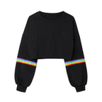 Women's Long Sleeve Color Block Short Neck Sweatshirt | Streetwear