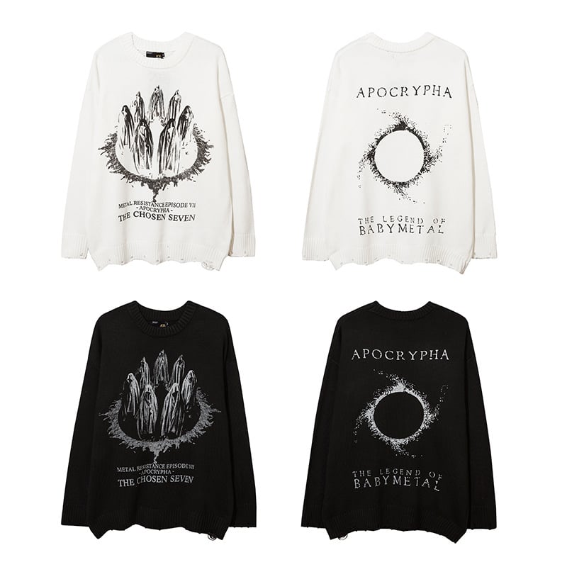 Unisex Letter Jacquard Knitted Sweater
