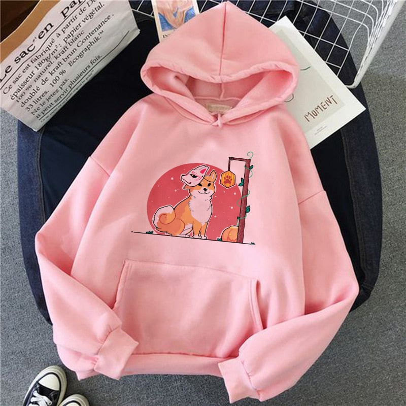 Korean Printed Long Sleeve Slouchy Hoodie | Streetwear