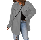 Women's Solid Color Corduroy Casual Woolen Jacket
