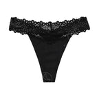 Seamless Lace-Trimmed Cotton Thong for Women Plus Size