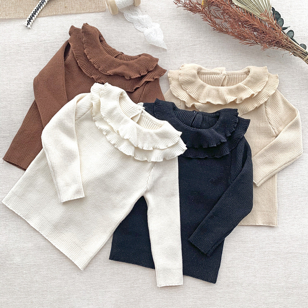 High Elastic Girls' Lotus Leaf Bottoming Sweater