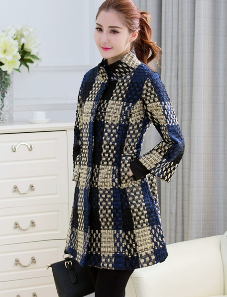 Slim-Fit Mid-Length 34 Sleeve Flower Wool Coat