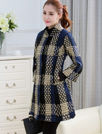 Slim-Fit Mid-Length 34 Sleeve Flower Wool Coat