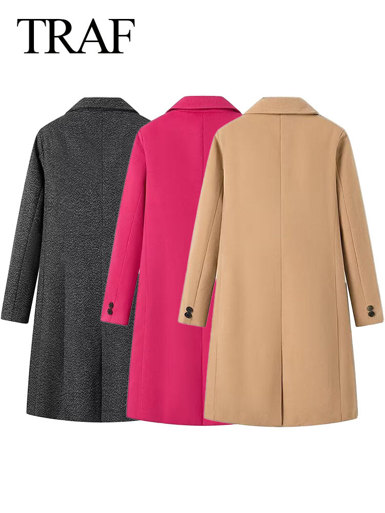 TRAF Women's Elegant Winter Loose Outerwear Coat
