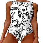 Plunge V Floral Vine Print One-Piece Swimsuit