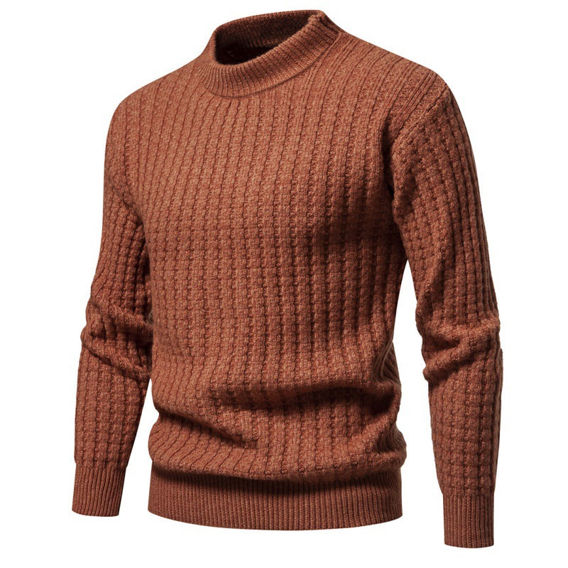 Autumn Men's Solid Color Round Neck Knit Sweater