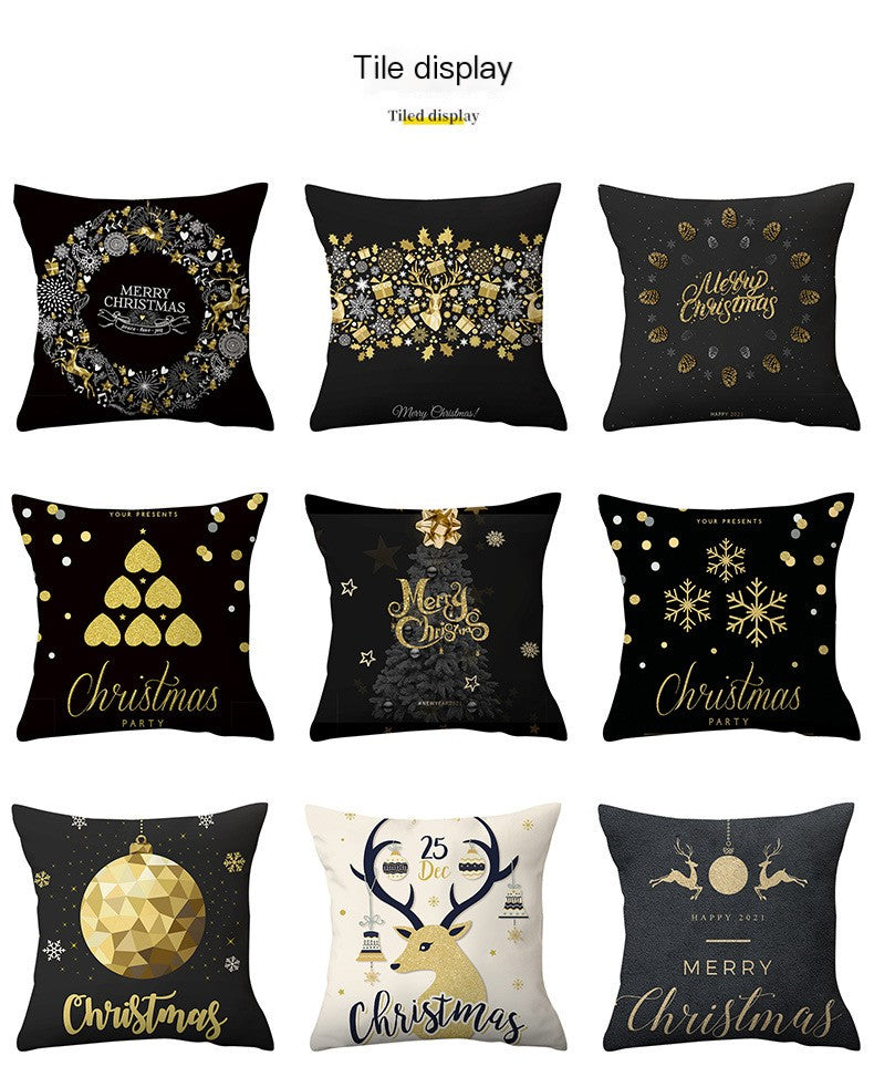 Nordic Style Gold Foil Christmas Cushion Cover Set