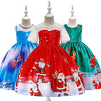 Snowflake Print Santa Dress for Girls