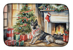 Norwegian Elkhound Cozy Christmas Dish Drying Mat