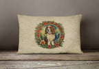 Welsh Springer Spaniel Christmas Flowers Throw Pillow
