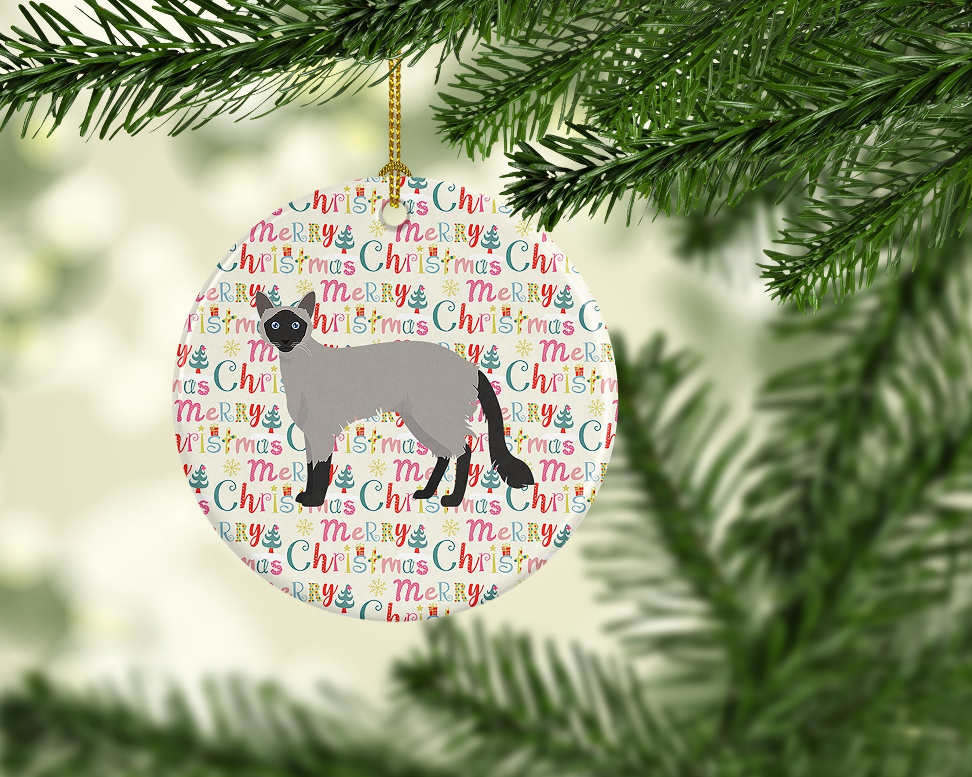 Balinese #1 Cat Christmas Ceramic Ornament