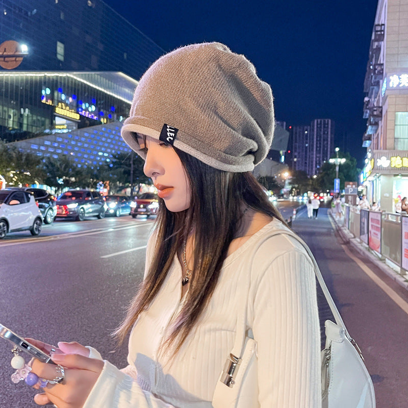 Warm Knitted Wool Winter Cap with Pile Design | Embroidered Cap