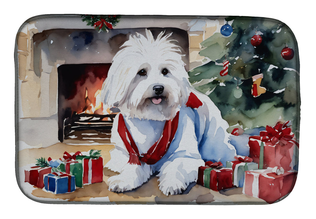 Coton De Tulear Cozy Christmas Dish Drying Mat