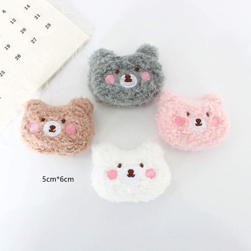 Cute Teddy Curly Hair Bear Plush Brooch for Bags