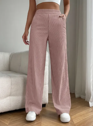 High Waist Wide-Leg Corduroy Pants