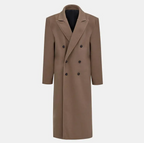 Wool Blend Suit Collar Long Coat