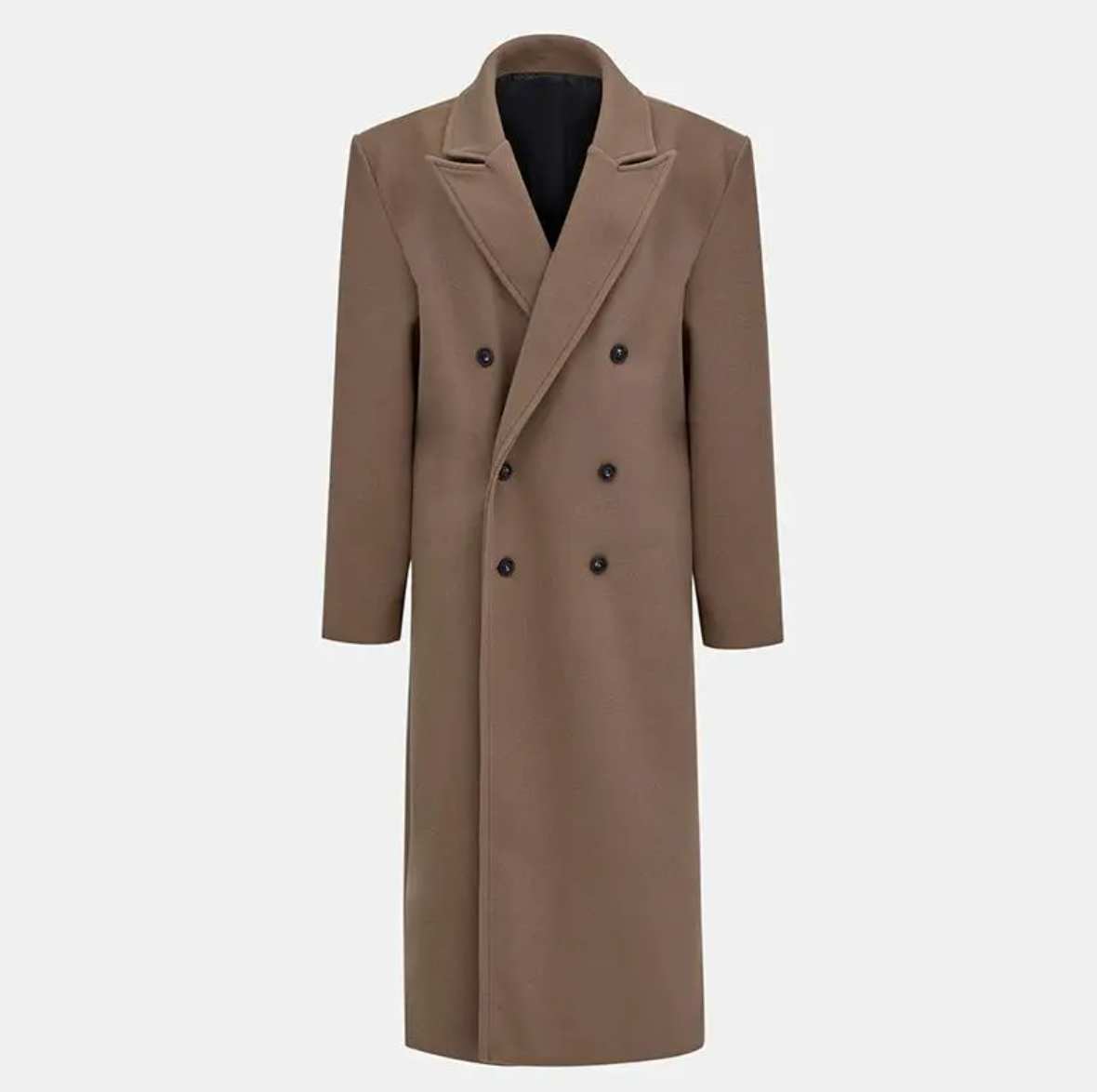 Wool Blend Suit Collar Long Coat
