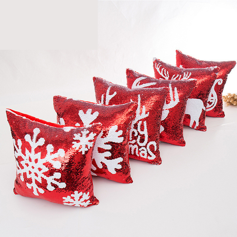 2019 Stylish Christmas Double-Sided Sequin Pillow Cover