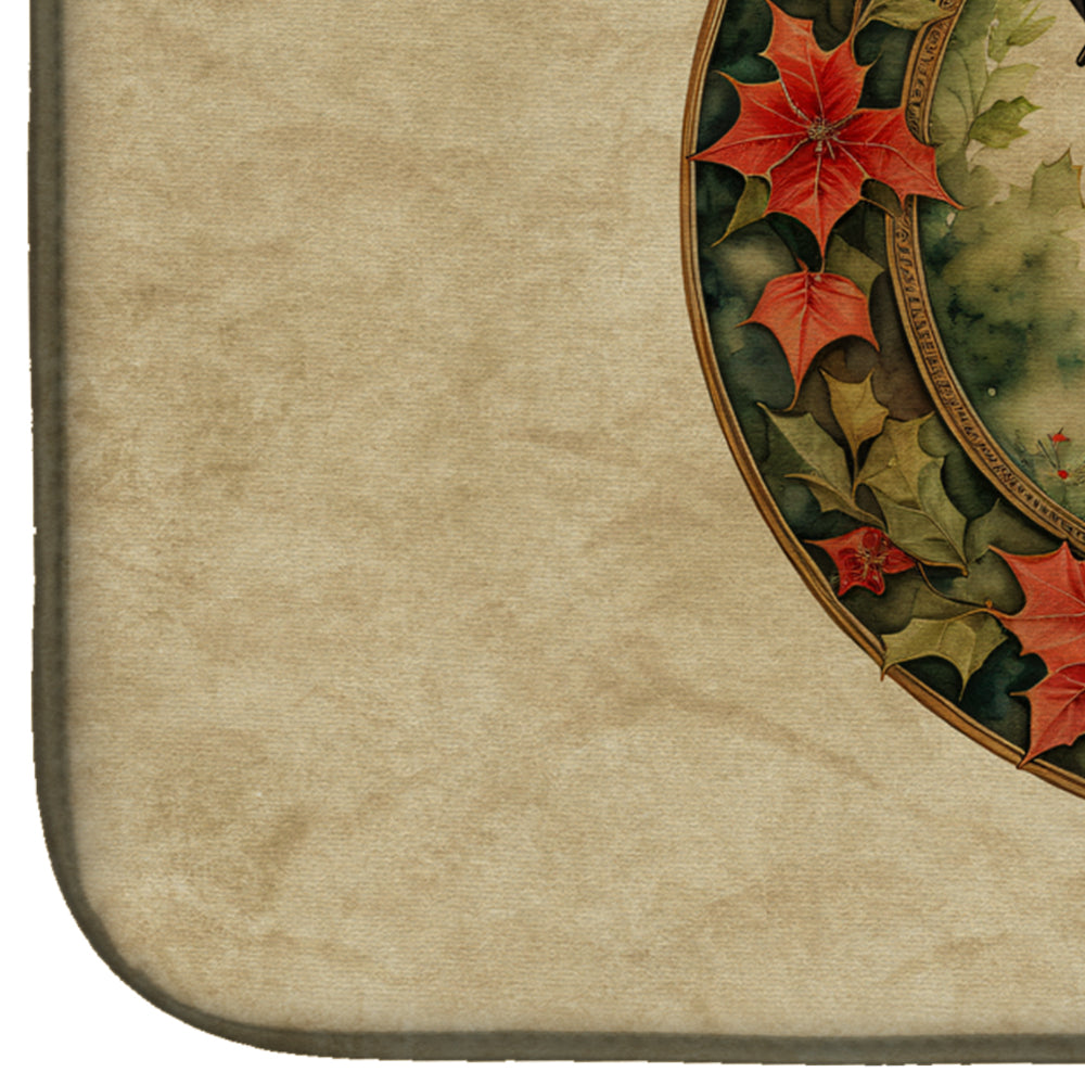 Boxer Christmas Flowers Dish Drying Mat