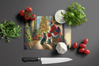 Lancashire Heeler and Santa Claus Glass Cutting Board