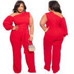 Summer Autumn Women's One Sleeve Jumpsuit Bodysuit 4XL