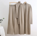 Elastic Waist Wide Leg Pants Knit Three-Piece Set