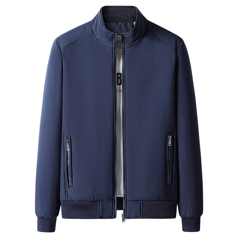 Men's Stand Collar Jacket with Heat Transfer Print
