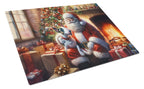 English Bull Terrier and Santa Claus Glass Cutting Board