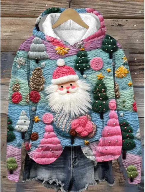 FestiveGlow Women's 3D Print Oversized Christmas Hoodie